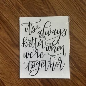 Sign, hand lettered and romantic